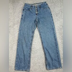 Whooz Blooz Jeans Womens 5 6 Y2K Vintage Denim Wide Leg Flare Button Fly Style